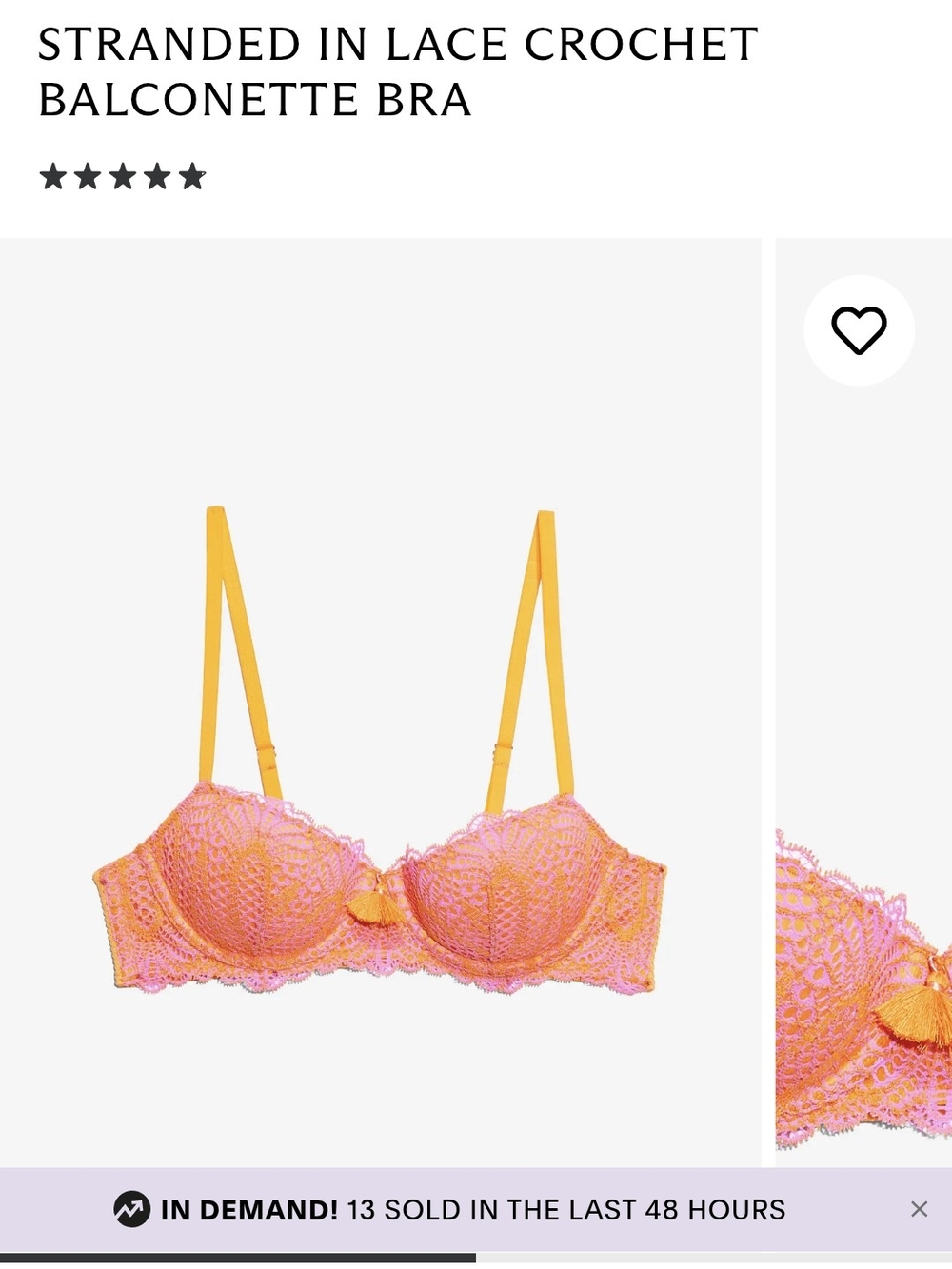 Savage X Fenty Pink & Yellow Crochet Balconette Bra